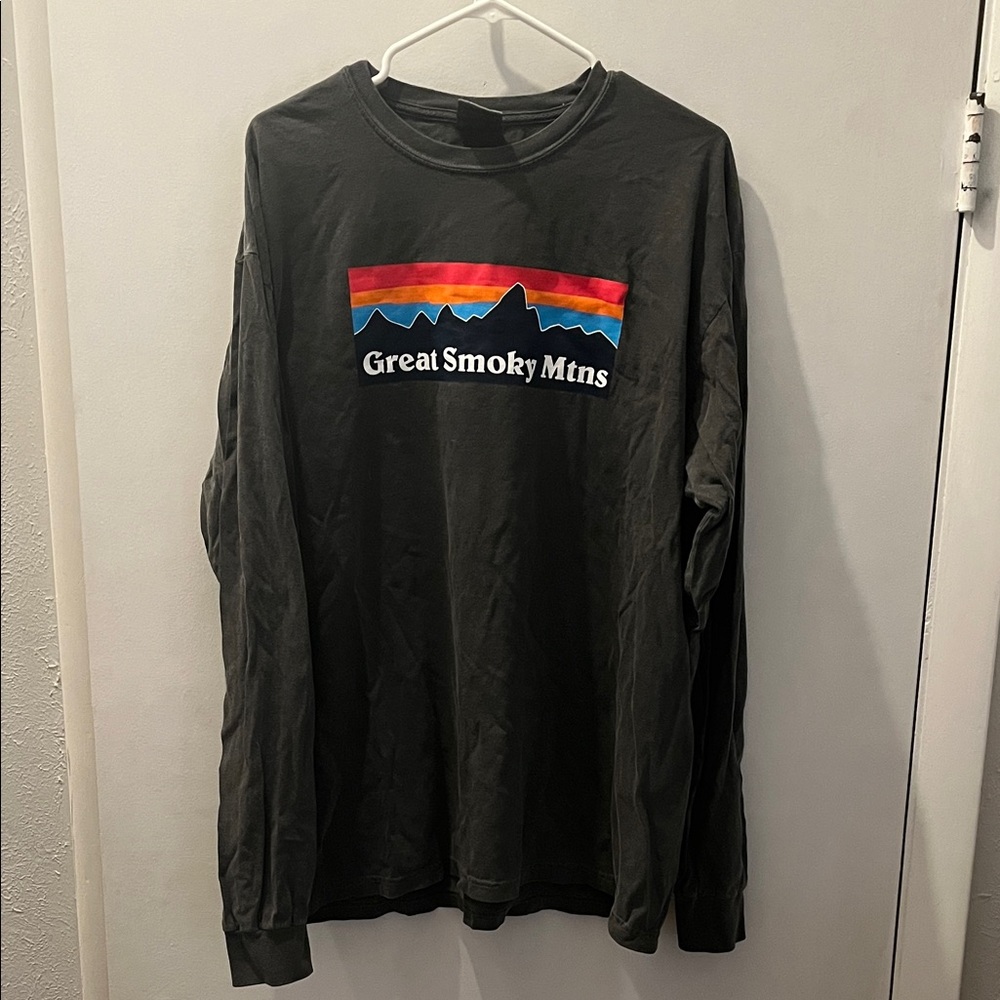 Comfort Colors Great Smoky Mtns Charcoal Long Sleeve Shirt